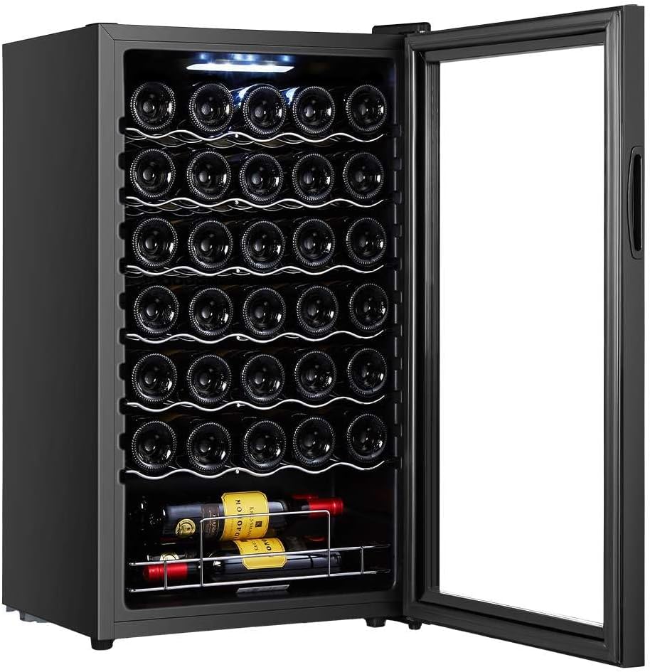 Cecotec cave à vin 34 bouteilles Bolero, 5–18°C, compresseur, LED, tactile