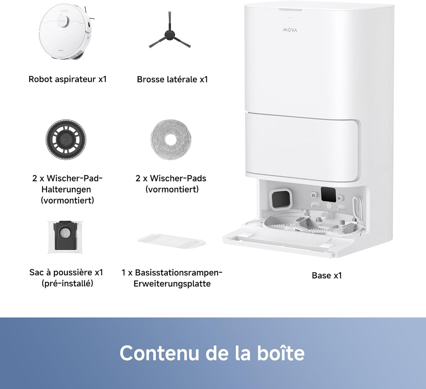 MOVA E30 Ultra robot laveur aspirateur, serpillières levables, 7000Pa, vidage auto
