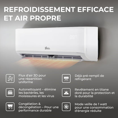 Kältebringer climatiseur split 12000BTU, 3.5kW, chauffage, app/WiFi, mural