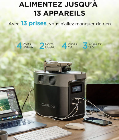 EcoFlow DELTA 2 station électrique portable 1-3kWh, batterie LFP, solaire rapide
