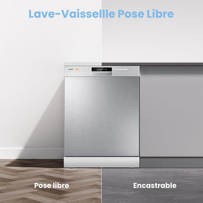 COMFEE' Lave-vaisselle 60cm 12 couverts, demi-charge, départ différé, inox