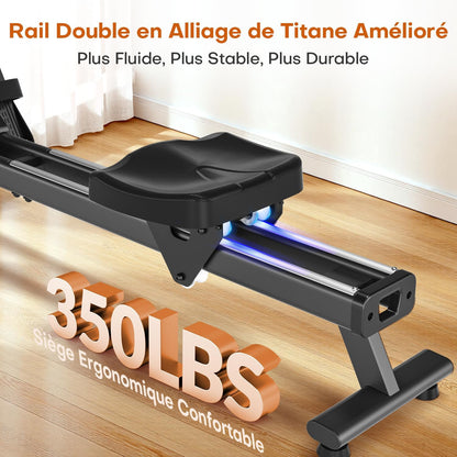 DMASUN rameur magnétique, 16 niveaux, double rail, silencieux, app, max 160kg