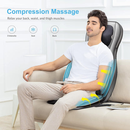 COMFIER siège massant Shiatsu dos & cou, 2D/3D, chaleur, compresse réglable