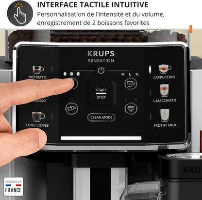 Krups Sensation Lait expresso grains, 6 boissons, carafe lait, EA912E10