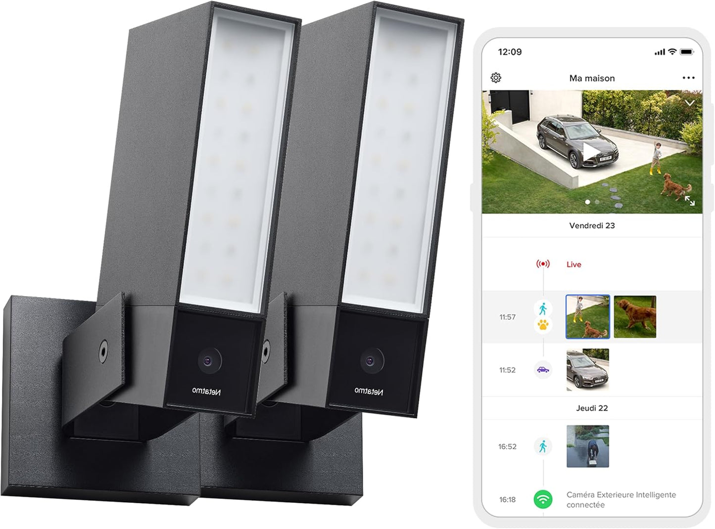 Netatmo pack 2 caméras extérieures, 1920p, WiFi, détection pers./animaux