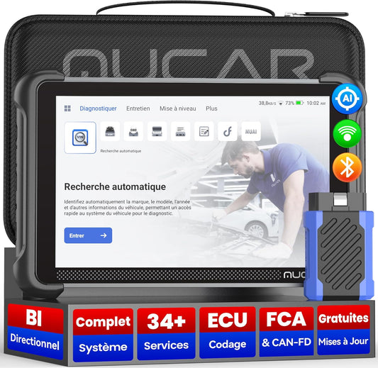 Mucar 892BT AI valise diagnostic auto, 34+ resets, bidirectionnelle, gratuit à vie