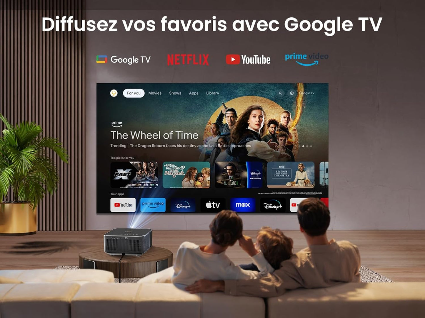 Yaber K3 vidéoprojecteur 1600ANSI, son JBL 30W, WiFi6 Bluetooth, Google TV, gris