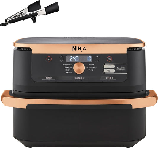 NINJA FlexDrawer air fryer 10.4L, 7-en-1, séparateur, lavable, noir/cuivre AF500EUCP