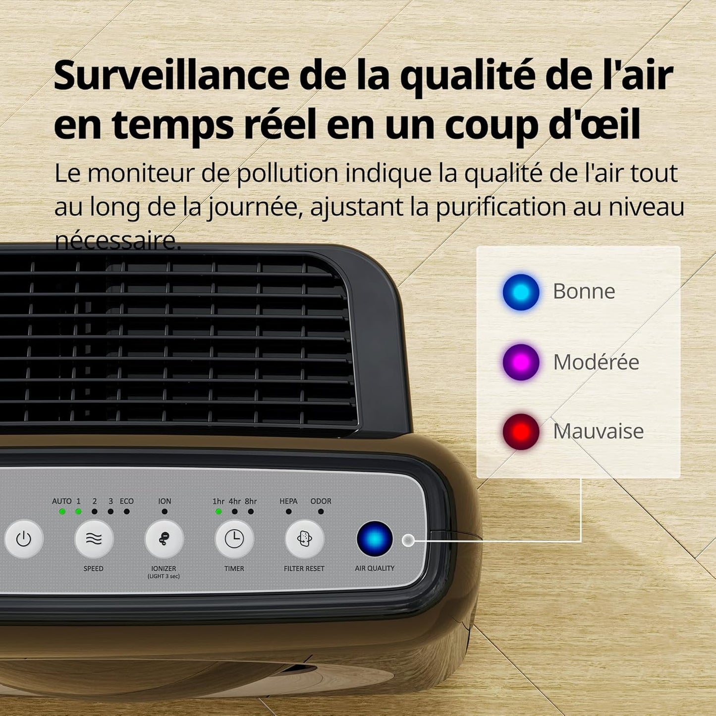 COWAY purificateur air AP-1512HH, 421m³/h, ioniseur, allergènes, noir