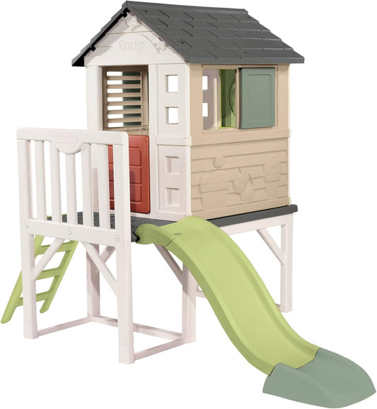 Smoby Life maison pilotis 70cm, toboggan, matière recyclée, dès 2 ans