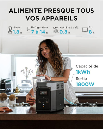 EcoFlow DELTA 2 station électrique portable 1-3kWh, batterie LFP, solaire rapide