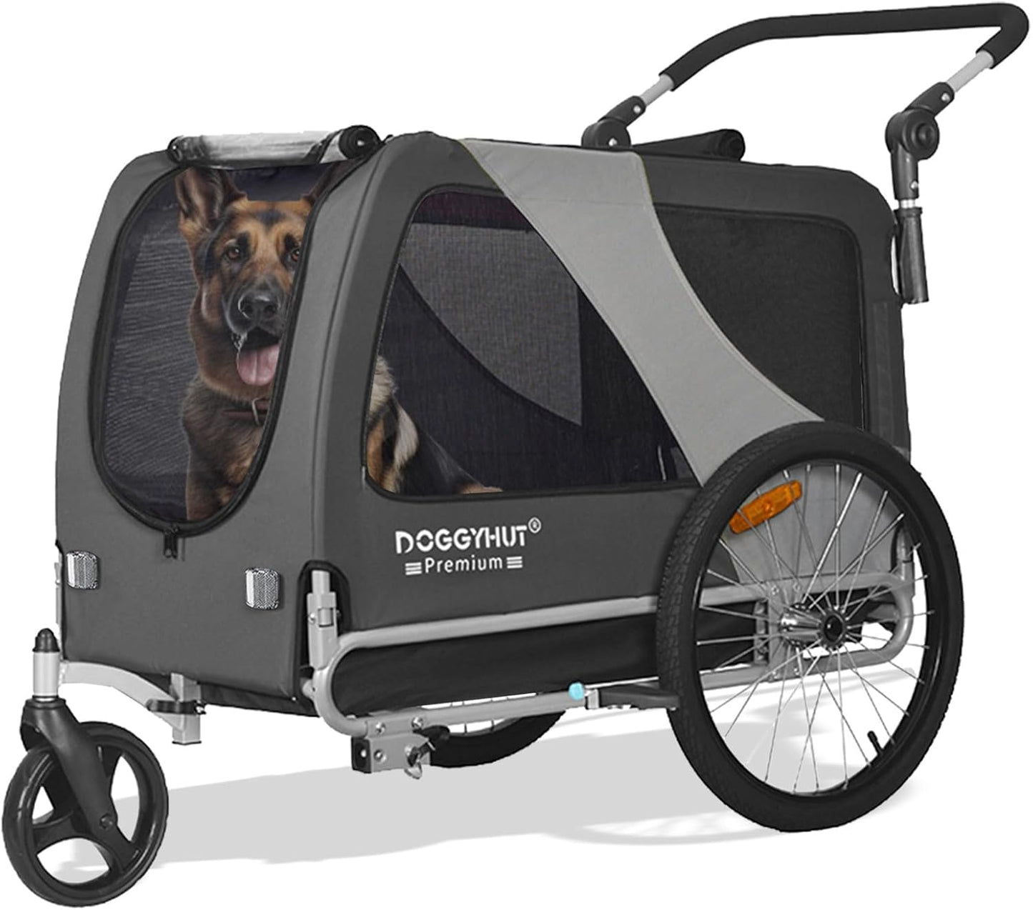 Doggyhut TIGGO XXL remorque chien + kit jogger, gris, moyen/grand chien