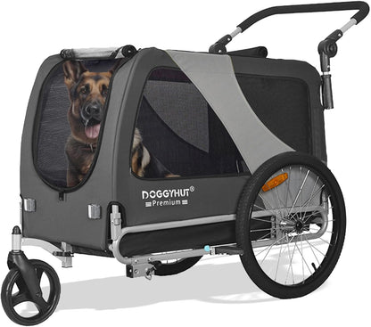 Doggyhut TIGGO XXL remorque chien + kit jogger, gris, moyen/grand chien