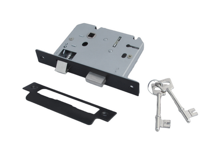 Serrure à mortaise à 3 leviers, noire mate, pour châssis, clé 2,5 po, 64 mm, verrou traversant, poignée de salle de bain réversible