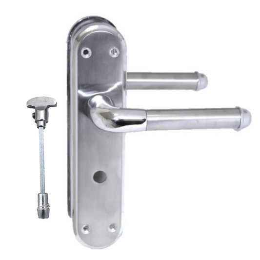 Poignée de porte de salle de bain Marina à deux tons - Chrome et satiné 