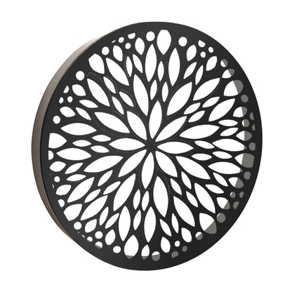 Panneau mural solaire rond abstrait en métal à LED pour décoration de jardin