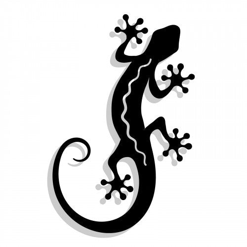 Grande silhouette de gecko en métal noir - Décoration murale rustique pour l'intérieur et l'extérieur