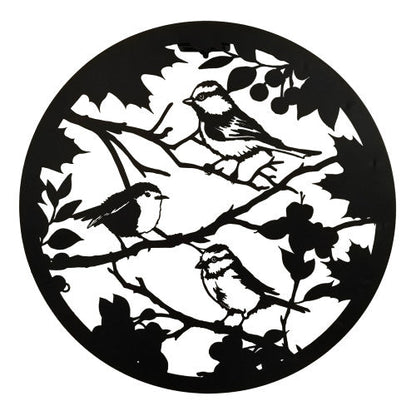 Décoration murale en métal avec silhouette d'oiseau britannique rétroéclairée à l'énergie solaire – Décoration de jardin extérieur