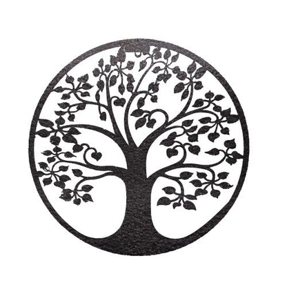 Silhouette d'arbre de vie rétroéclairée à l'énergie solaire - Décoration murale d'extérieur en métal