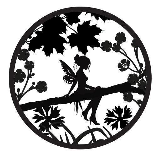 Décoration murale en métal avec silhouette de feuilles de fée rétroéclairée à l'énergie solaire – Décoration de jardin extérieur