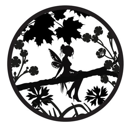 Décoration murale en métal avec silhouette de feuilles de fée rétroéclairée à l'énergie solaire – Décoration de jardin extérieur