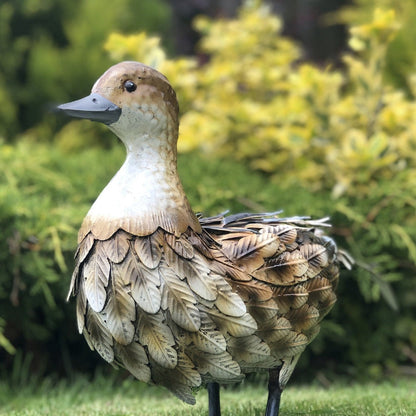 Décoration de canard marron en métal