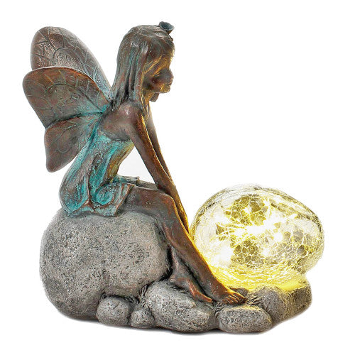 Fée en résine sur escargot ou avec bulle de fleur lumineuse solaire - Sculpture magique pour décoration de jardin intérieur et extérieur