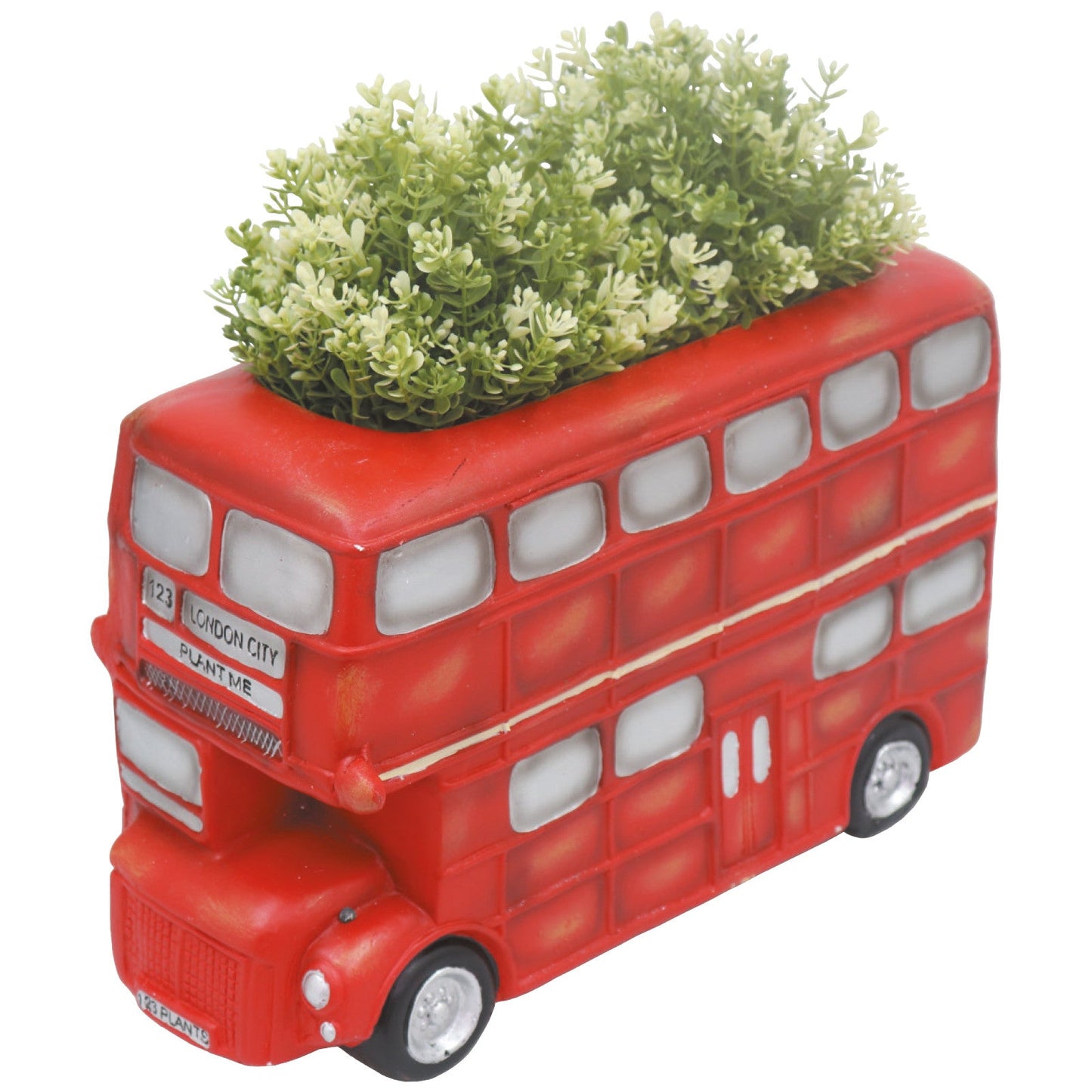 Jardinière en polyrésine résistance au gel pour plantes succulentes de jardin, motif bus londonien