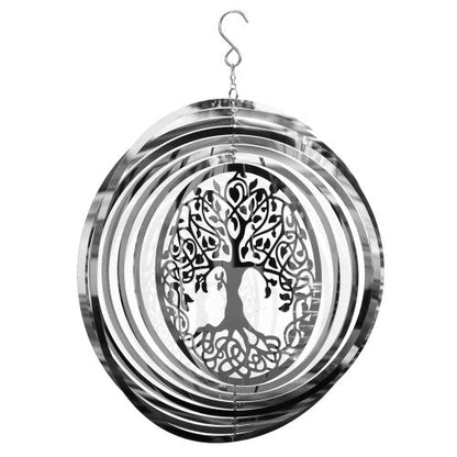 Miroir rotatif en acier inoxydable à suspendre, silhouette de l'arbre de vie