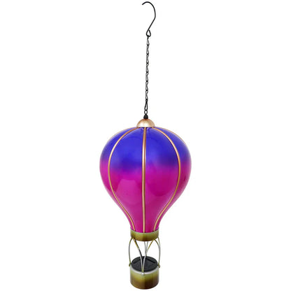 Montgolfière solaire violette – Lampe LED suspendue d'extérieur pour décoration de jardin, terrasse et porche