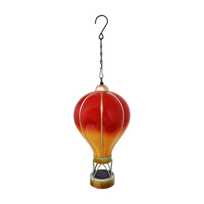 Montgolfière solaire rouge flamme – Lampe LED suspendue d'extérieur pour décoration de jardin, terrasse et porche