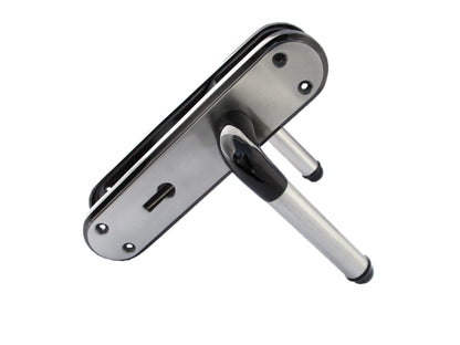 Poignée de porte Marina à levier de verrouillage bicolore - Nickel noir et satiné 