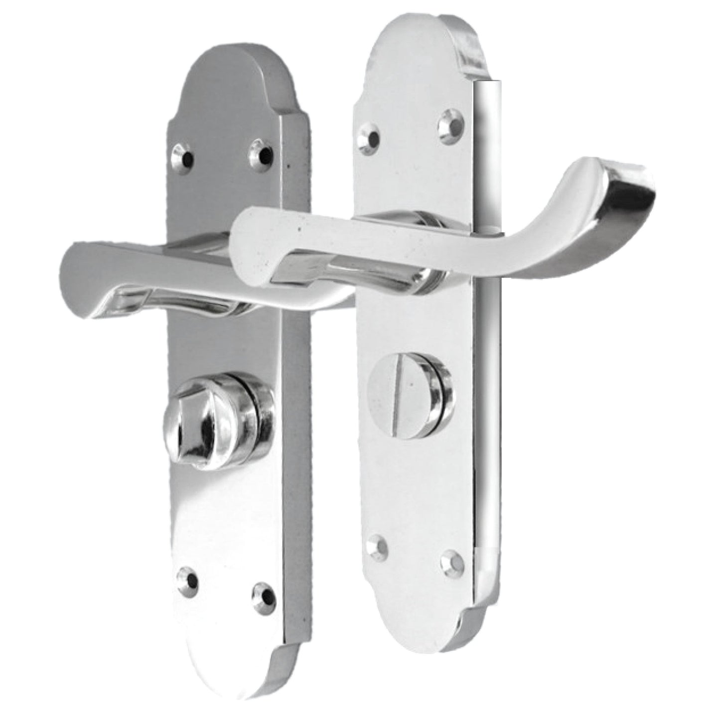 Poignée de porte de salle de bain Epsom avec serrure et loquet tubulaire à levier à défilement - Chrome 