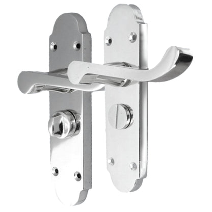 Poignée de porte de salle de bain Epsom avec serrure et loquet tubulaire à levier à défilement - Chrome 