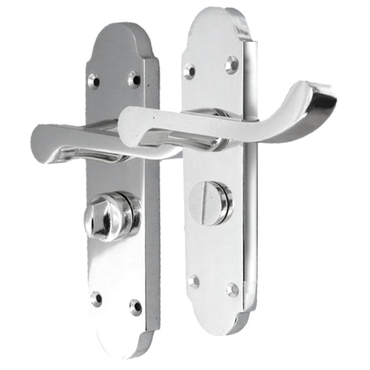Poignée de porte de salle de bain Epsom avec verrou à levier et molette de défilement - Chrome 