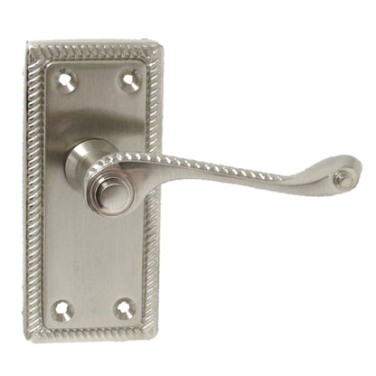 Poignées de porte à levier style géorgien, bord cordé - Satin 110 mm x 50 mm