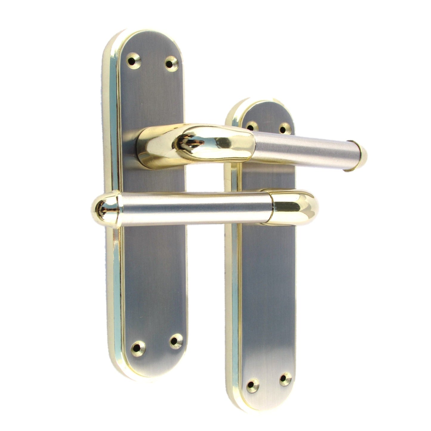 Poignée de porte Marina à levier bicolore - Laiton et satin