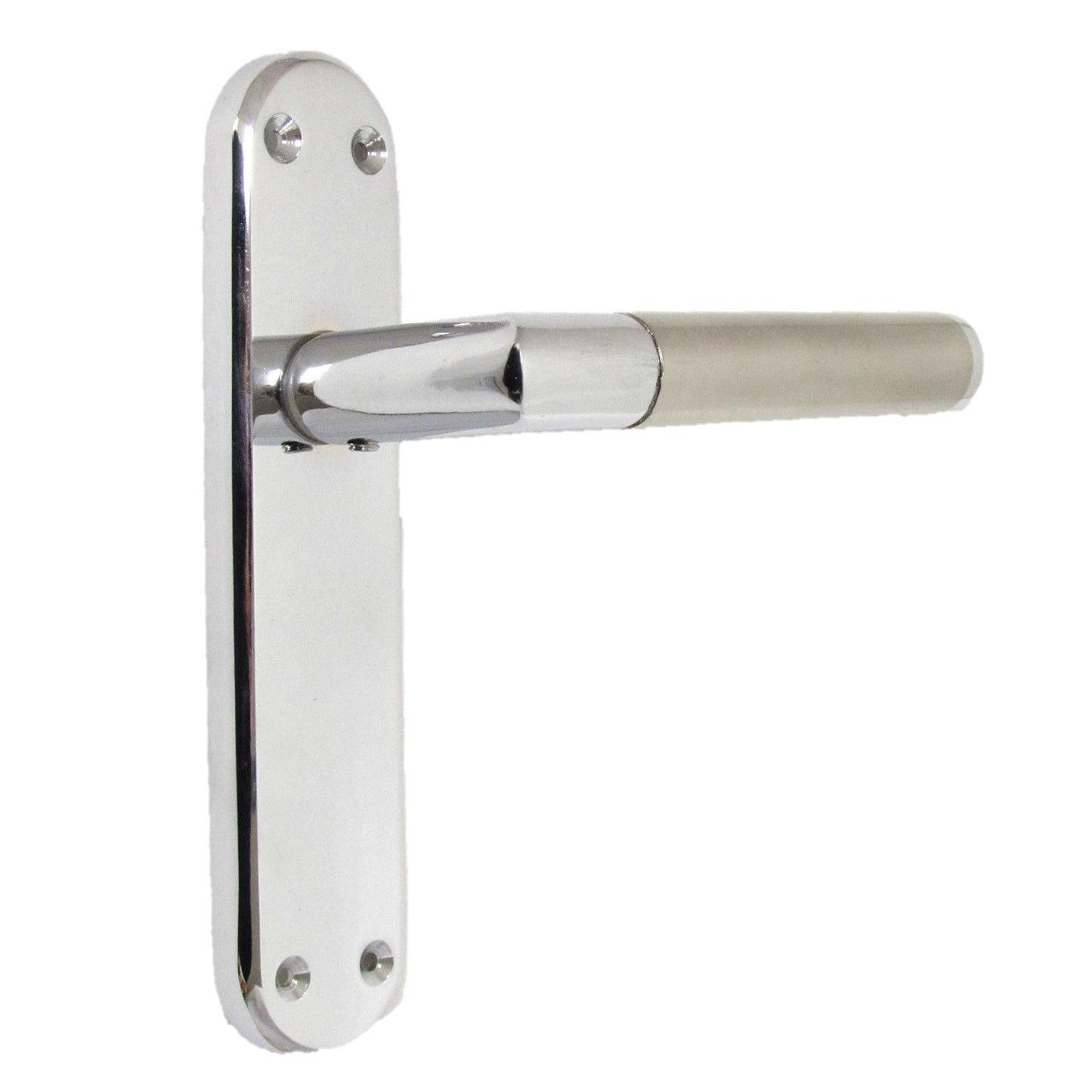 Poignées de porte à onglet, levier droit, pack Duo - Chrome satiné 180 mm
