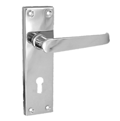 Poignées de porte à levier droit, serrure, clés, charnières - Chrome 150 x 40 mm