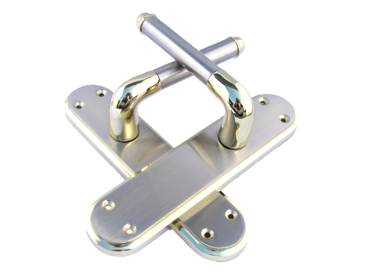 Poignée de porte Marina à levier bicolore - Laiton et satin