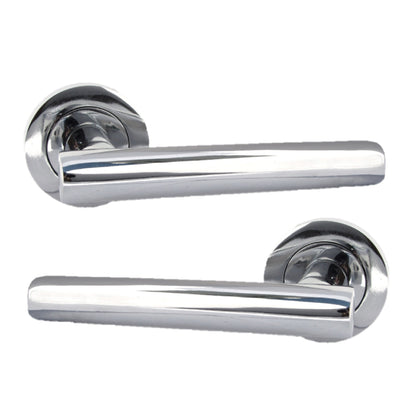Poignées de porte à levier droit en T sur rosace - Chrome 125 mm