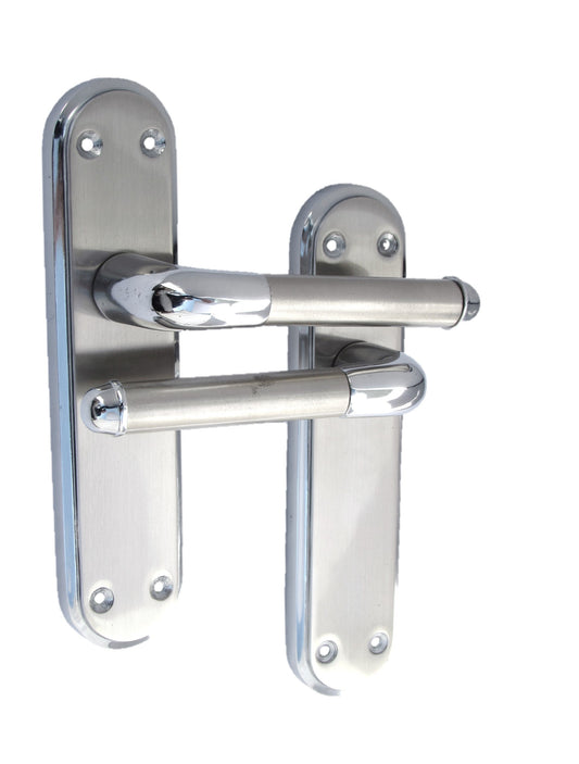 Poignée de porte Marina à levier bicolore - Chrome et satiné 