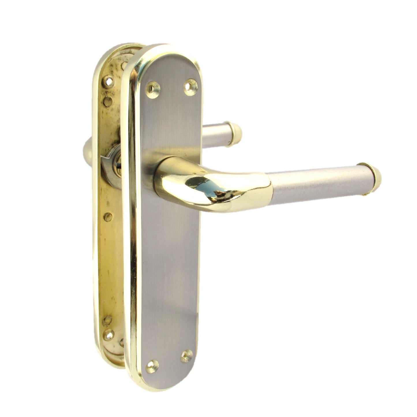 Poignée de porte Marina à levier bicolore - Laiton et satin