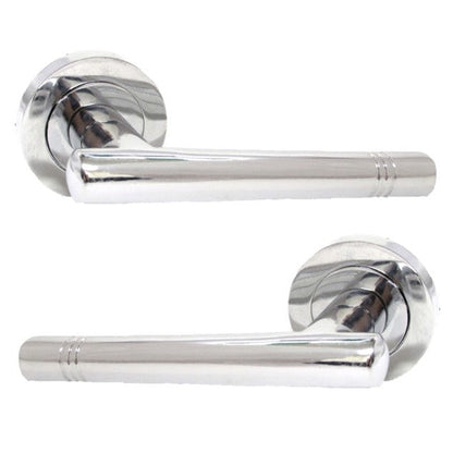 Poignées de porte Cossima à levier droit en T sur rosace - Pack de loquets chromés 125 mm