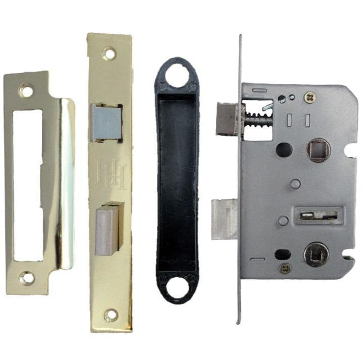 Serrure à mortaise pour salle de bain, serrure à guillotine en laiton, 64 mm, pêne traversant, porte de bain réversible