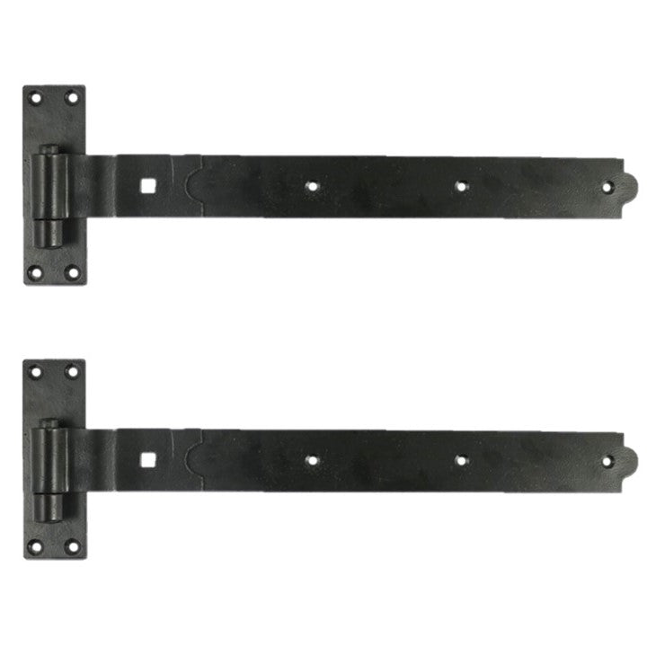 Charnières à crochet et à bande pour portail et garage, charnière coudée de 45 cm (18 po) - 450 mm - Noir - PAIRE 