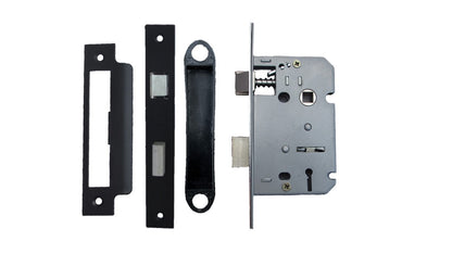 Serrure à mortaise à 3 leviers, noire mate, pour châssis, clé 2,5 po, 64 mm, verrou traversant, poignée de salle de bain réversible
