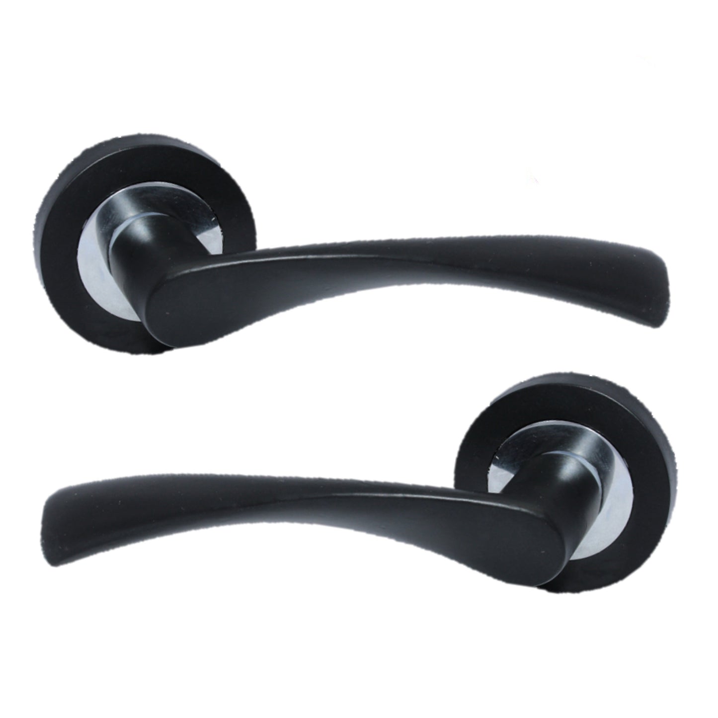 Poignées de porte Astrid à levier tournant sur rosace Duo - Loquet chromé noir mat 120 mm