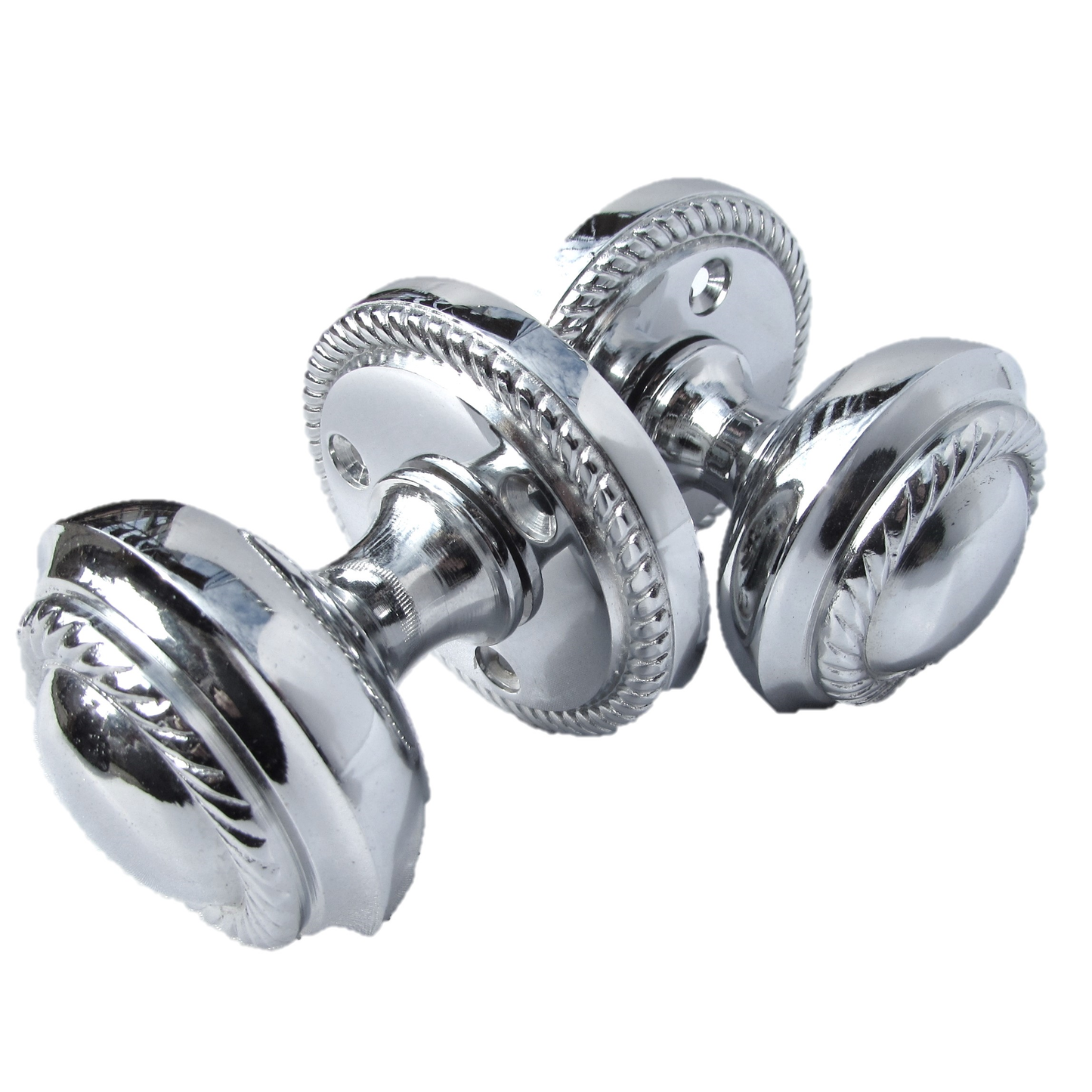 Boutons de porte ronds à mortaise style géorgien - Chrome poli 62 mm