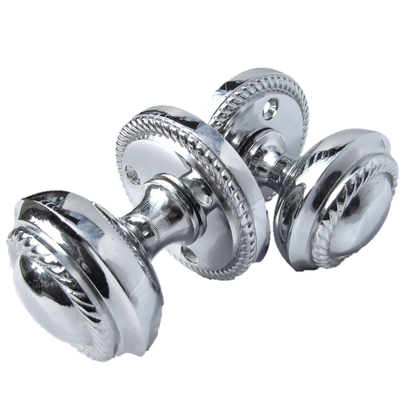 Boutons de porte ronds à mortaise style géorgien - Chrome poli 62 mm